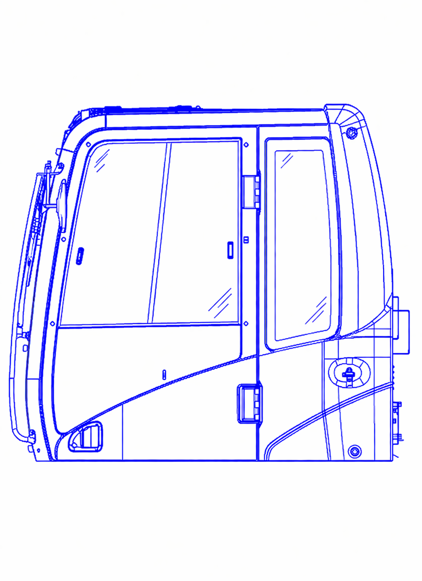 Cabina Caterpillar 320/330 Series C-D - lado izquierdo con vidrios