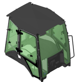 Cabina Caterpillar 416F2 - vista exterior con vidrios